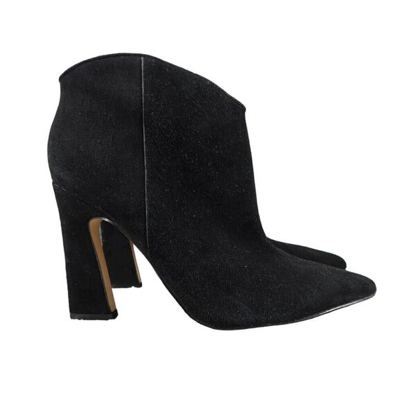 Marc Fisher Shoes Womens 7.5 Booties Point Toe Black Suede Classic Heeled Boots - Picture 2 of 15